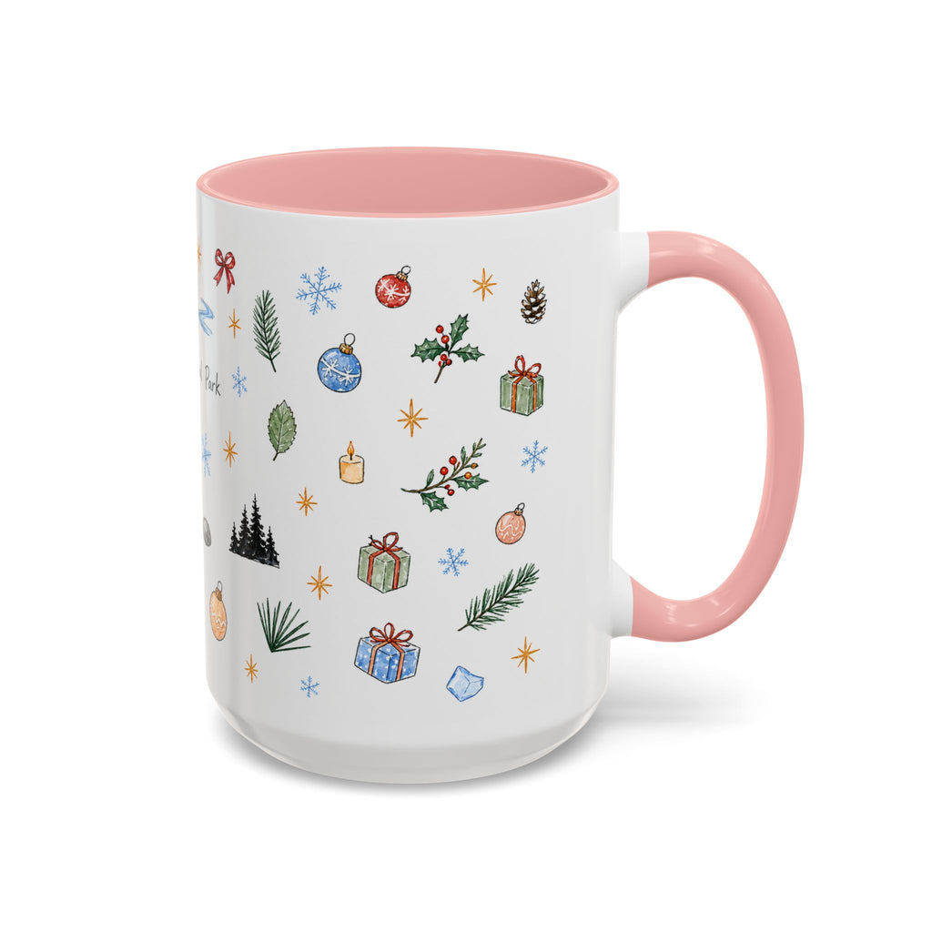 Denali National Park Christmas Mug | Watercolor Travel Souvenir | Holiday Gift | Accent Ceramic Coffee Cup 11oz 15oz