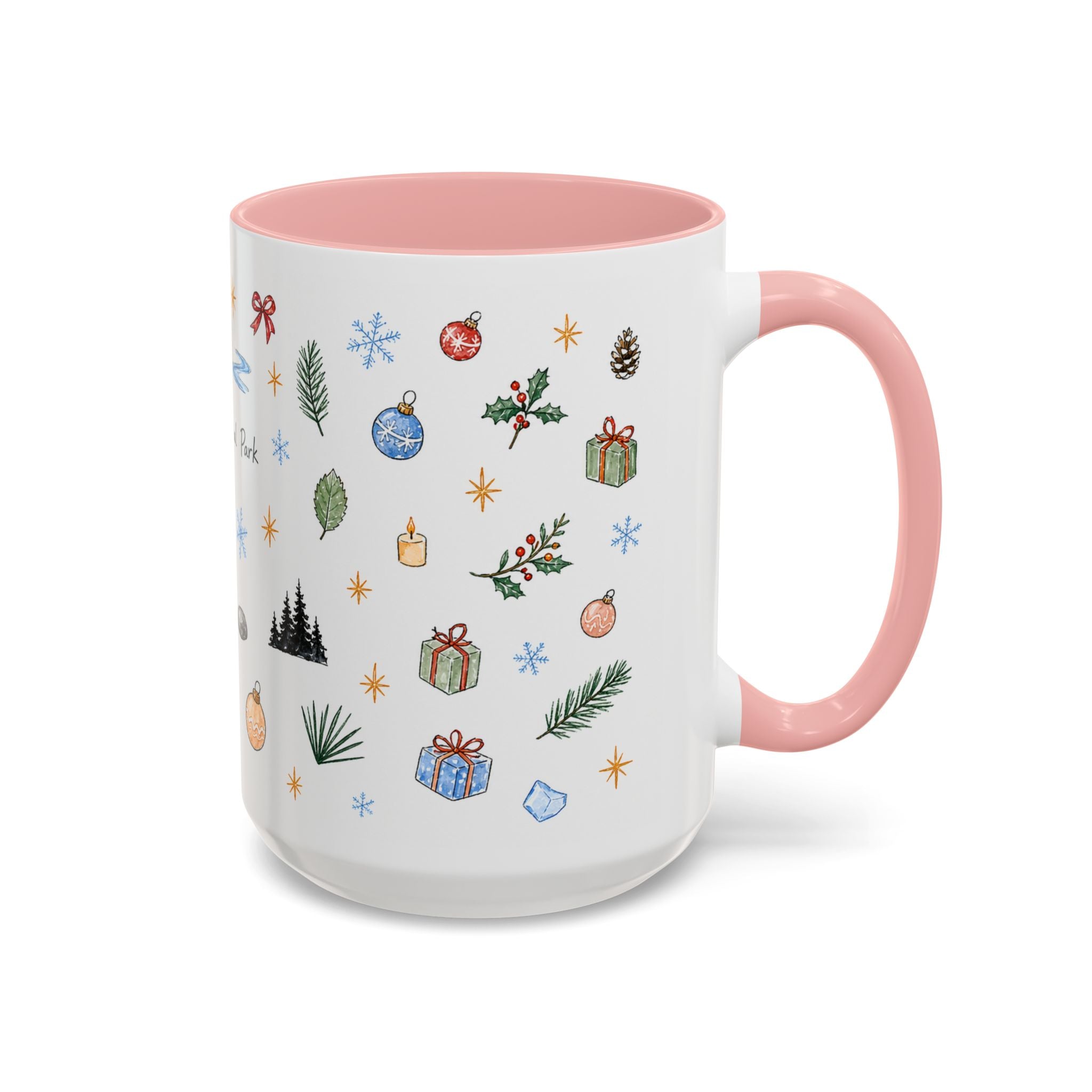 Denali National Park Christmas Mug | Watercolor Travel Souvenir | Holiday Gift | Accent Ceramic Coffee Cup 11oz 15oz