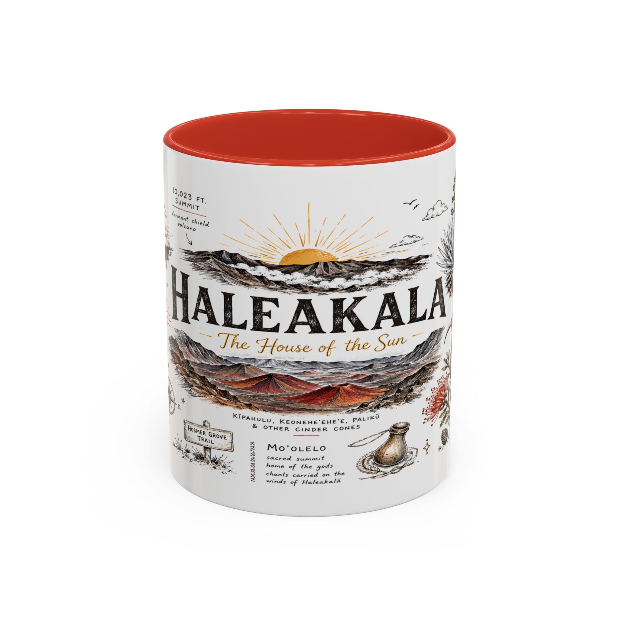 Haleakala National Park Coffee Mug | Hawaii Maui Sunrise Crater Gift | Accent Color Ceramic 11oz 15oz