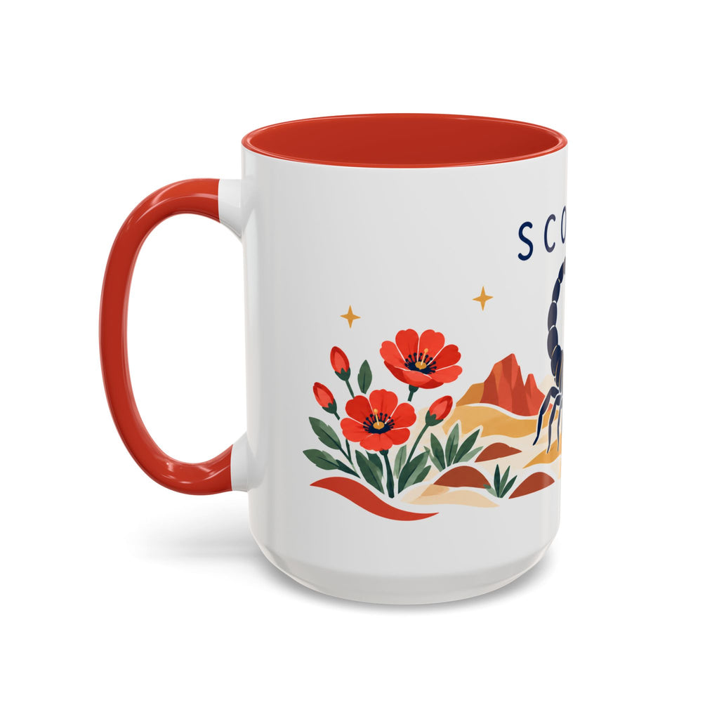 Scorpio Zodiac Coffee Mug | Scorpion and Desert Design | Astrology Birthday Gift | 11 oz 15 oz Ceramic Accent Mug