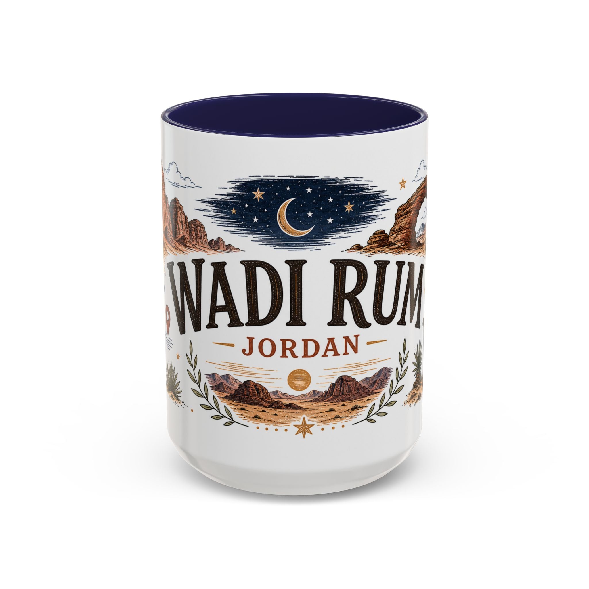 Wadi Rum Coffee Mug | Travel Destination Souvenir Gift | Accent Color Ceramic 11oz 15oz