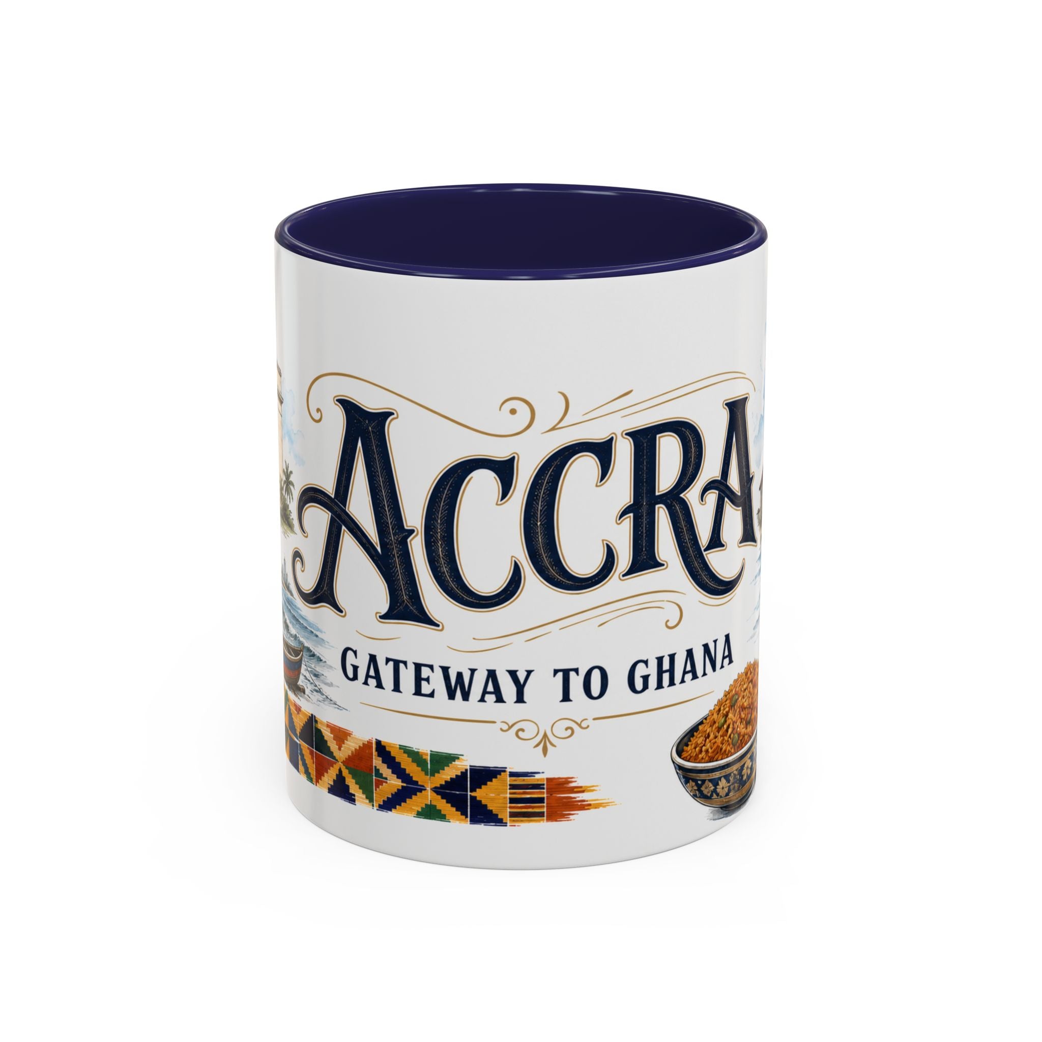 Accra Coffee Mug | Ghana Travel Souvenir | Vintage Illustrated City Gift | 11 oz 15 oz Accent Mug