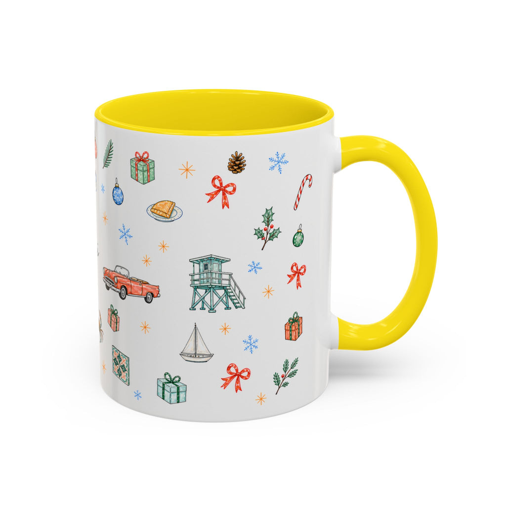 Miami Christmas Mug | Watercolor Art Deco City Souvenir (11oz/15oz)