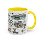 Glacier Coffee Mug | National Park Hiking Montana Gift | Accent Color Ceramic 11oz 15oz