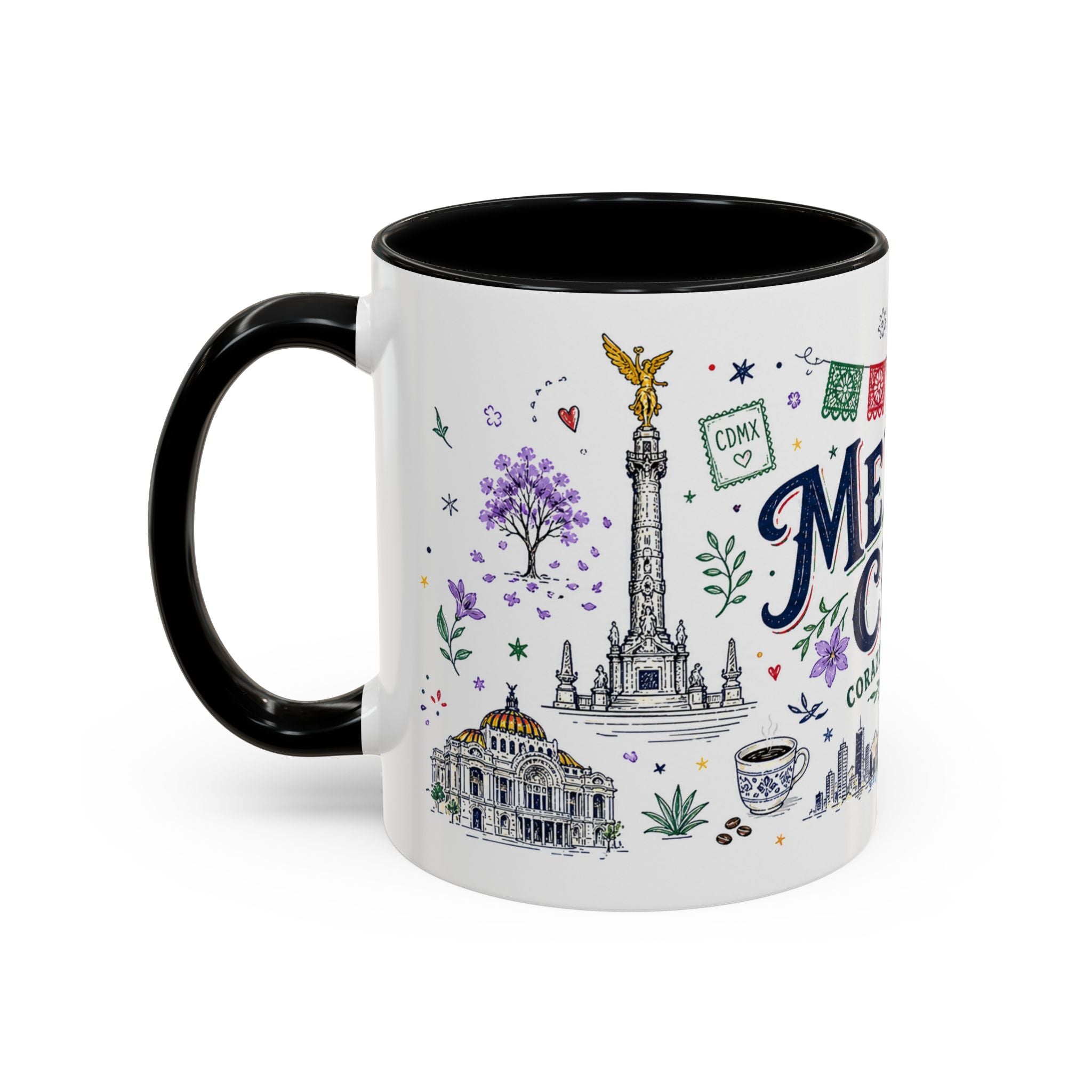 Mexico City Coffee Mug | Mexico Souvenir Travel Gift | Accent Color Ceramic 11oz 15oz