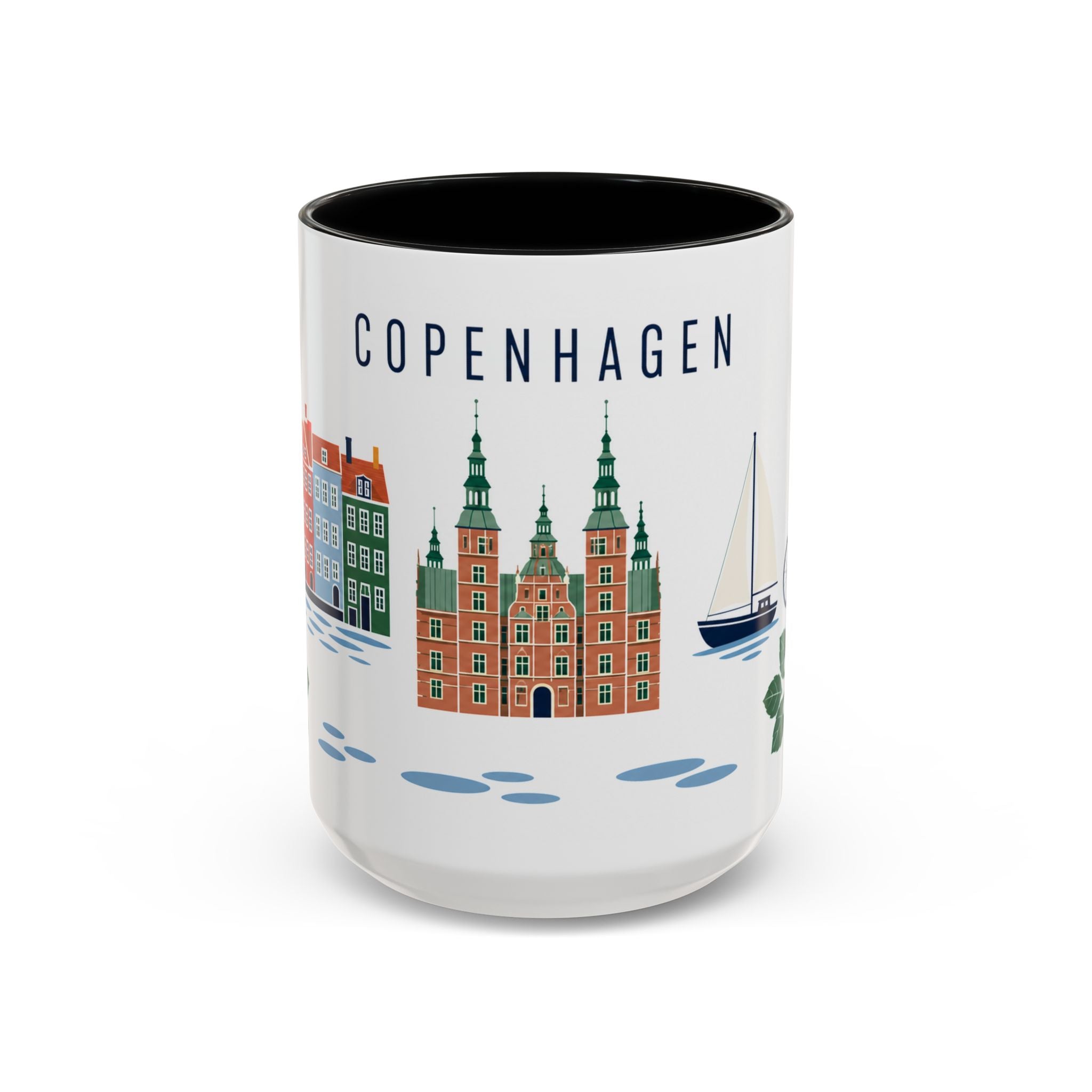 Copenhagen Coffee Mug | Denmark Travel Souvenir | Porcelain Decal City Gift | 11oz 15oz Accent Mug