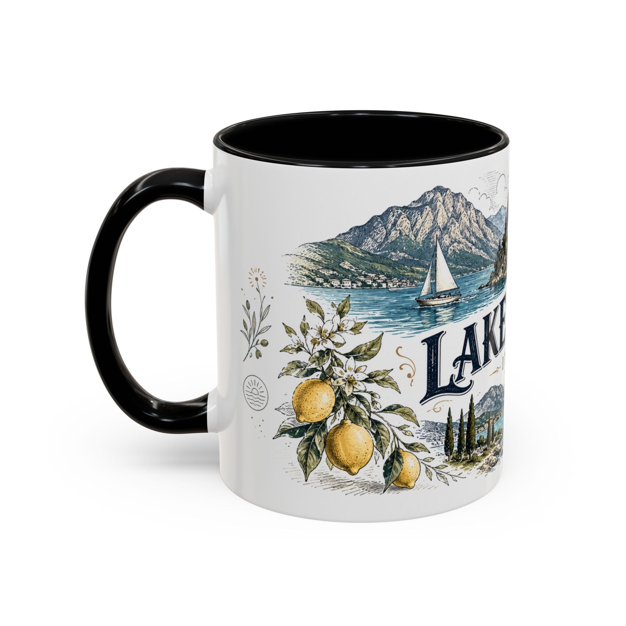 Lake Garda Mug, Italy Travel Souvenir, Bucket List Gift, Accent Ceramic Coffee Mug 11oz 15oz