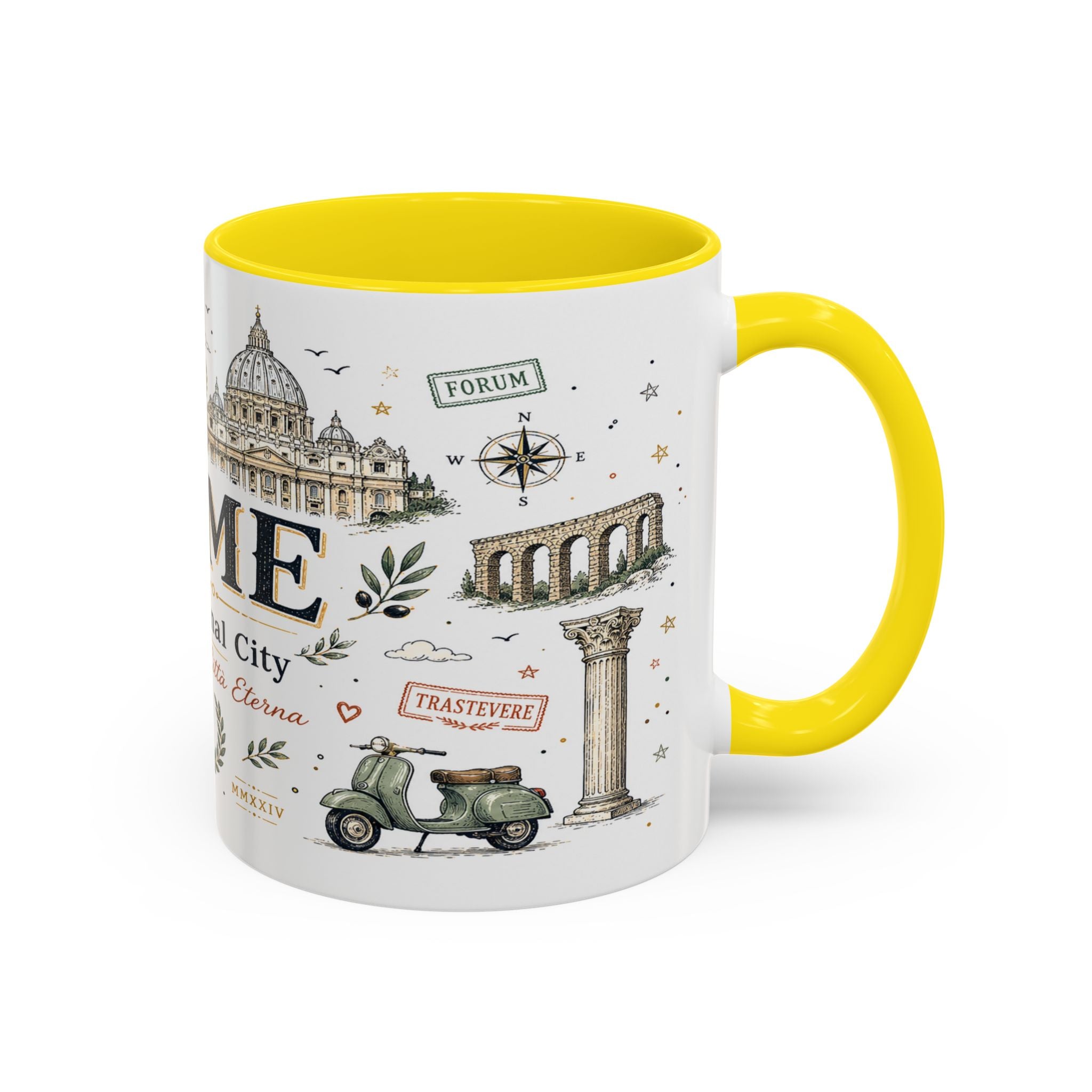 Rome Coffee Mug | Italy Souvenir Travel Gift | Accent Color Ceramic 11oz 15oz