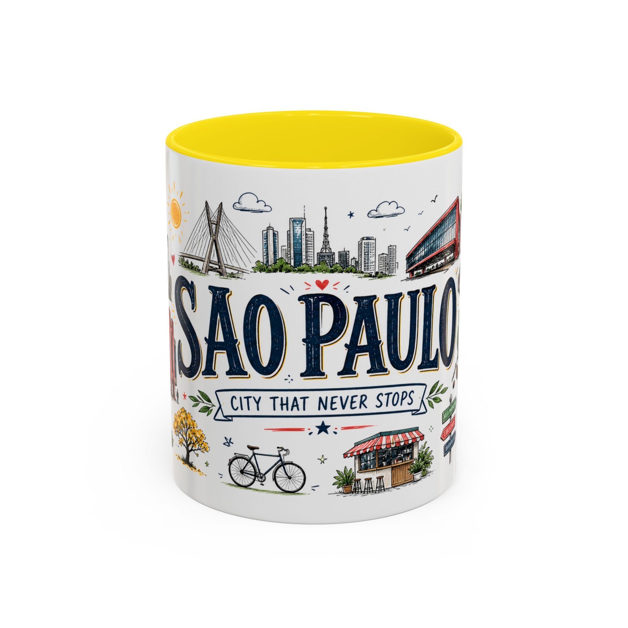 Sao Paulo Coffee Mug | Brazil Souvenir Travel Gift | Accent Color Ceramic 11oz 15oz