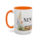 New Mexico State Map Mug | Desert Scenery, Yucca Flower Accent Coffee Cup
