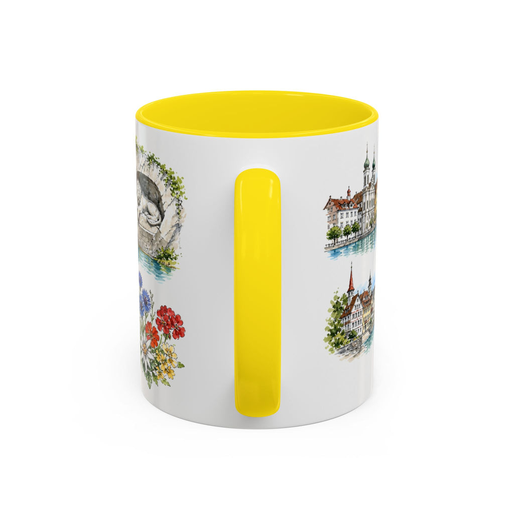 Lucerne Illustrated Travel Mug | City Souvenir Accent Coffee Mug | 11oz 15oz Ceramic Cup