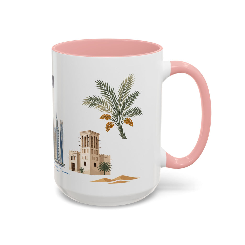 Dubai Coffee Mug | United Arab Emirates Travel Souvenir | Porcelain Decal City Gift | 11oz 15oz Accent Mug