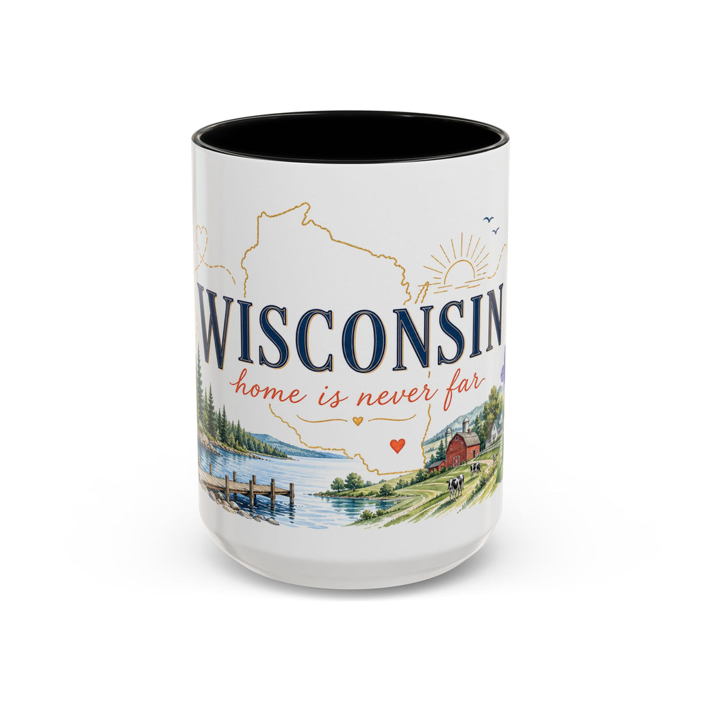 Wisconsin Home State Mug | Moving Away Gift | Long Distance Friendship Coffee Cup | 11oz 15oz Accent Mug