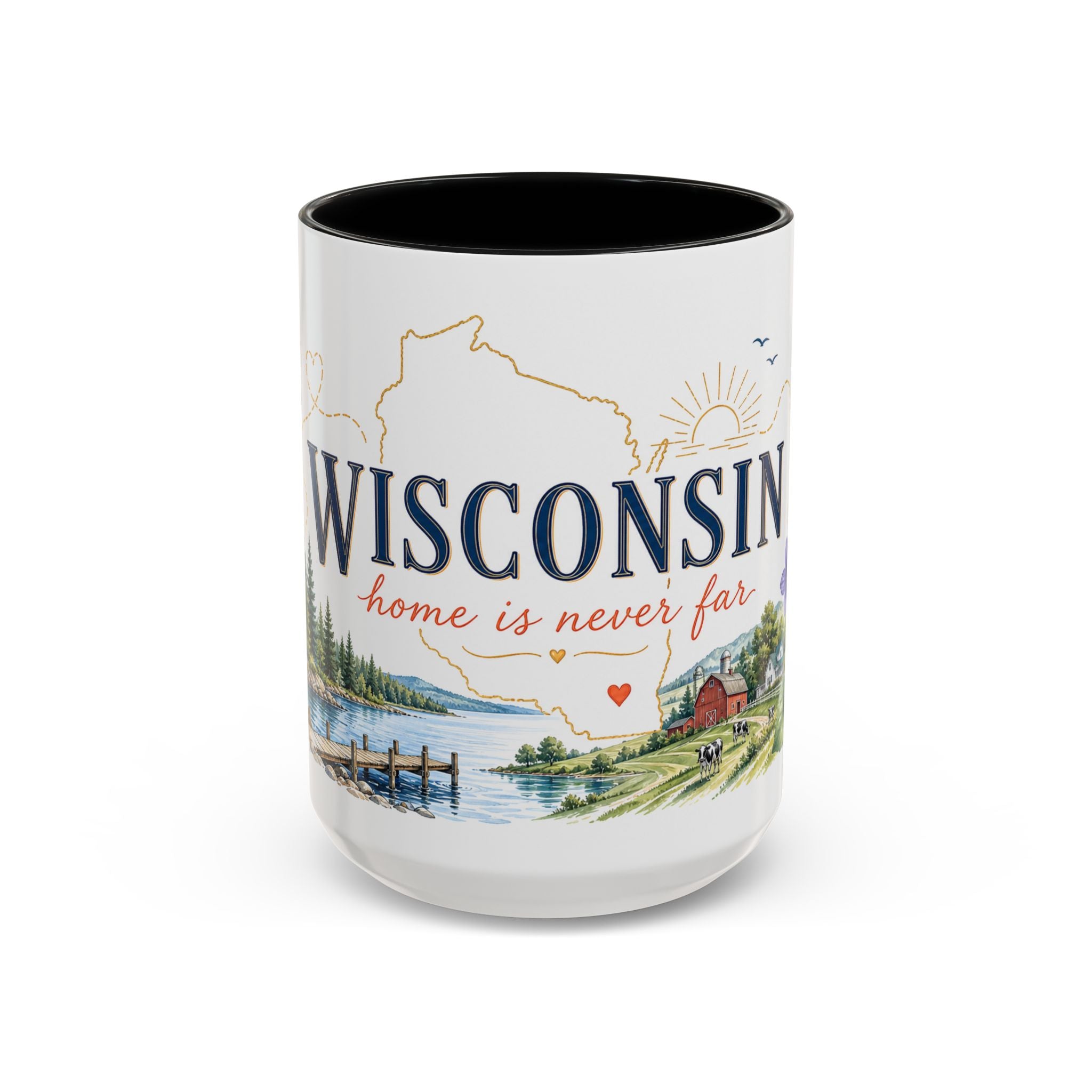 Wisconsin Home State Mug | Moving Away Gift | Long Distance Friendship Coffee Cup | 11oz 15oz Accent Mug