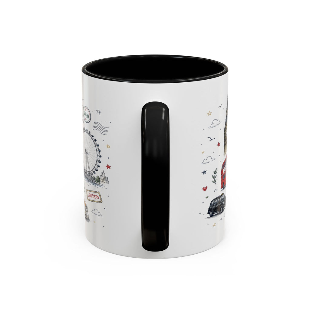 London Coffee Mug | England Souvenir Travel Gift | Accent Color Ceramic 11oz 15oz