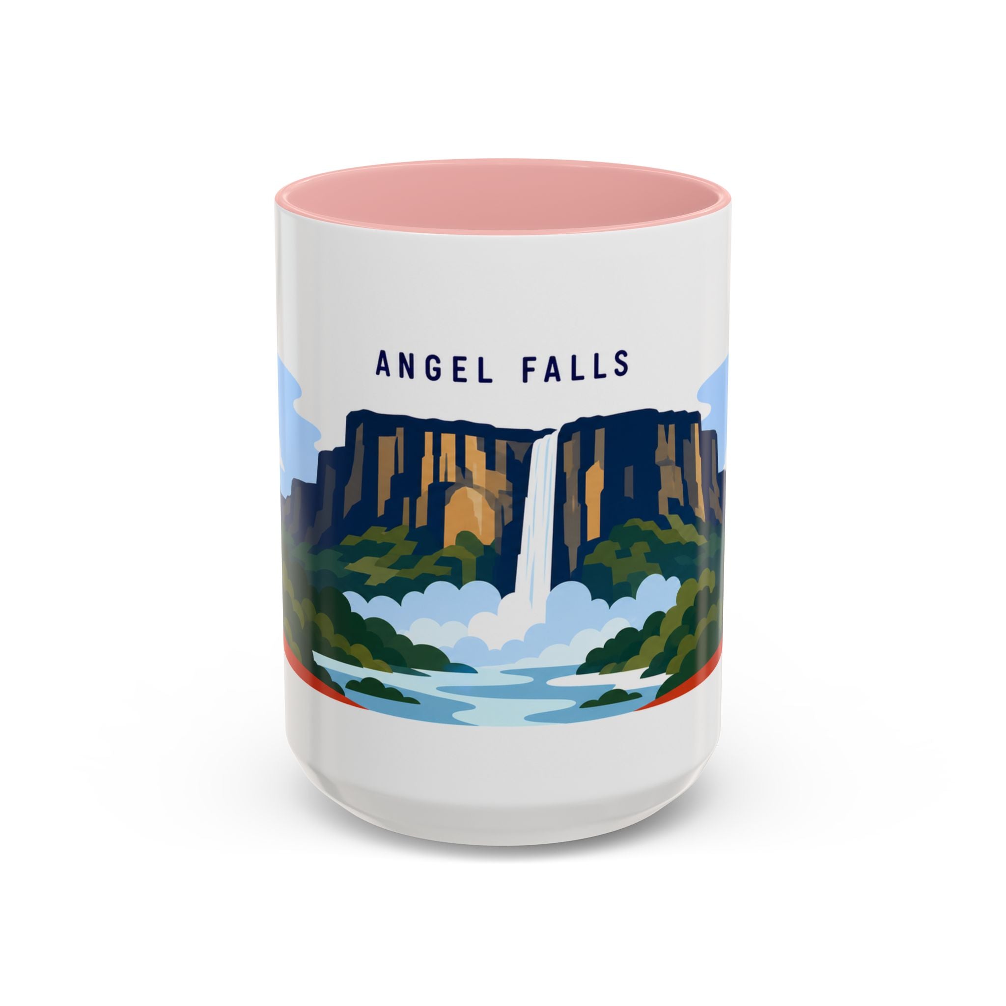 Angel Falls Coffee Mug | Travel Destination Souvenir Gift | Accent Color Ceramic 11oz 15oz