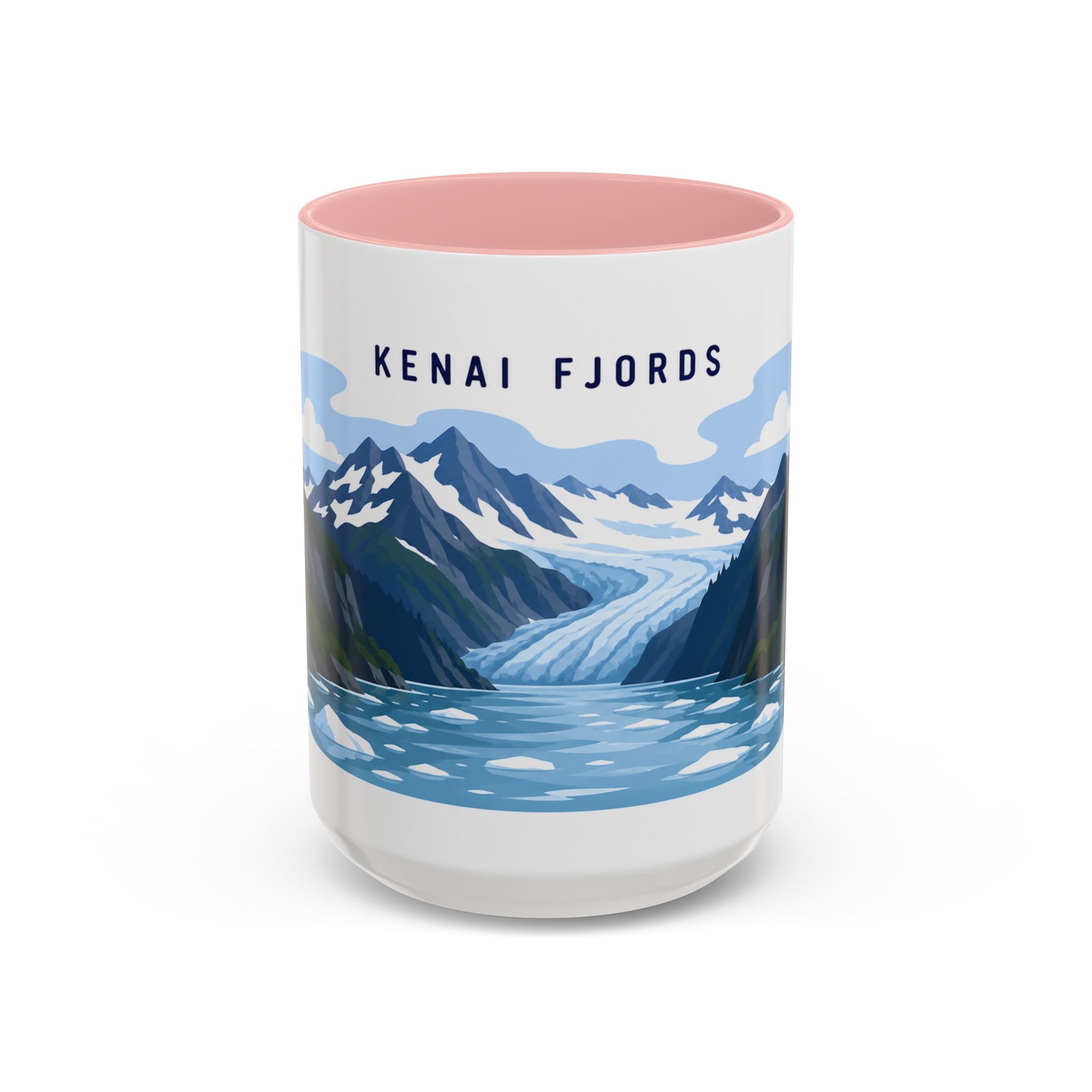 Kenai Fjords National Park Coffee Mug | Solid Color Block Park Souvenir | 11oz 15oz Accent Mug