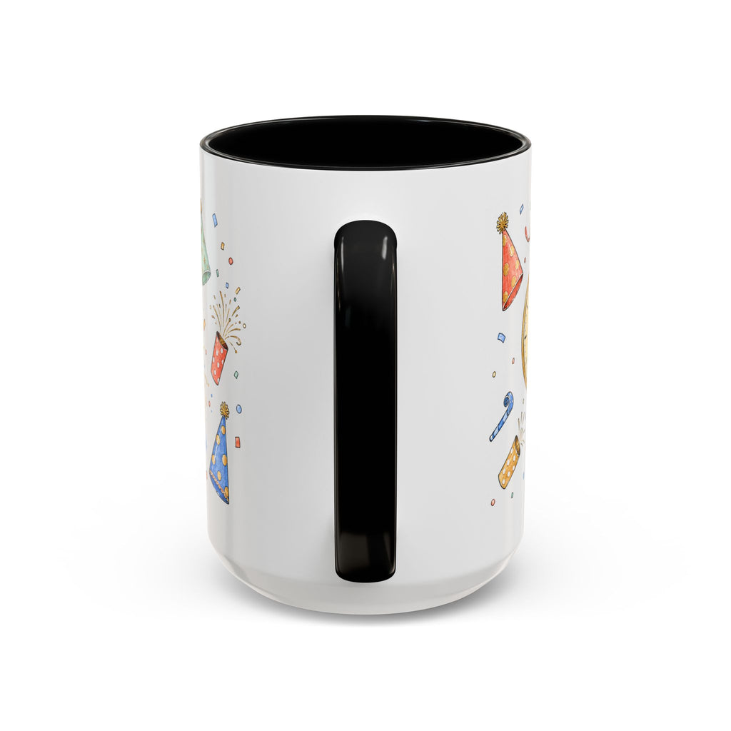 New Year Mug | Midnight Clock Toast Watercolor Celebration Gift | Accent Cup 11oz 15oz