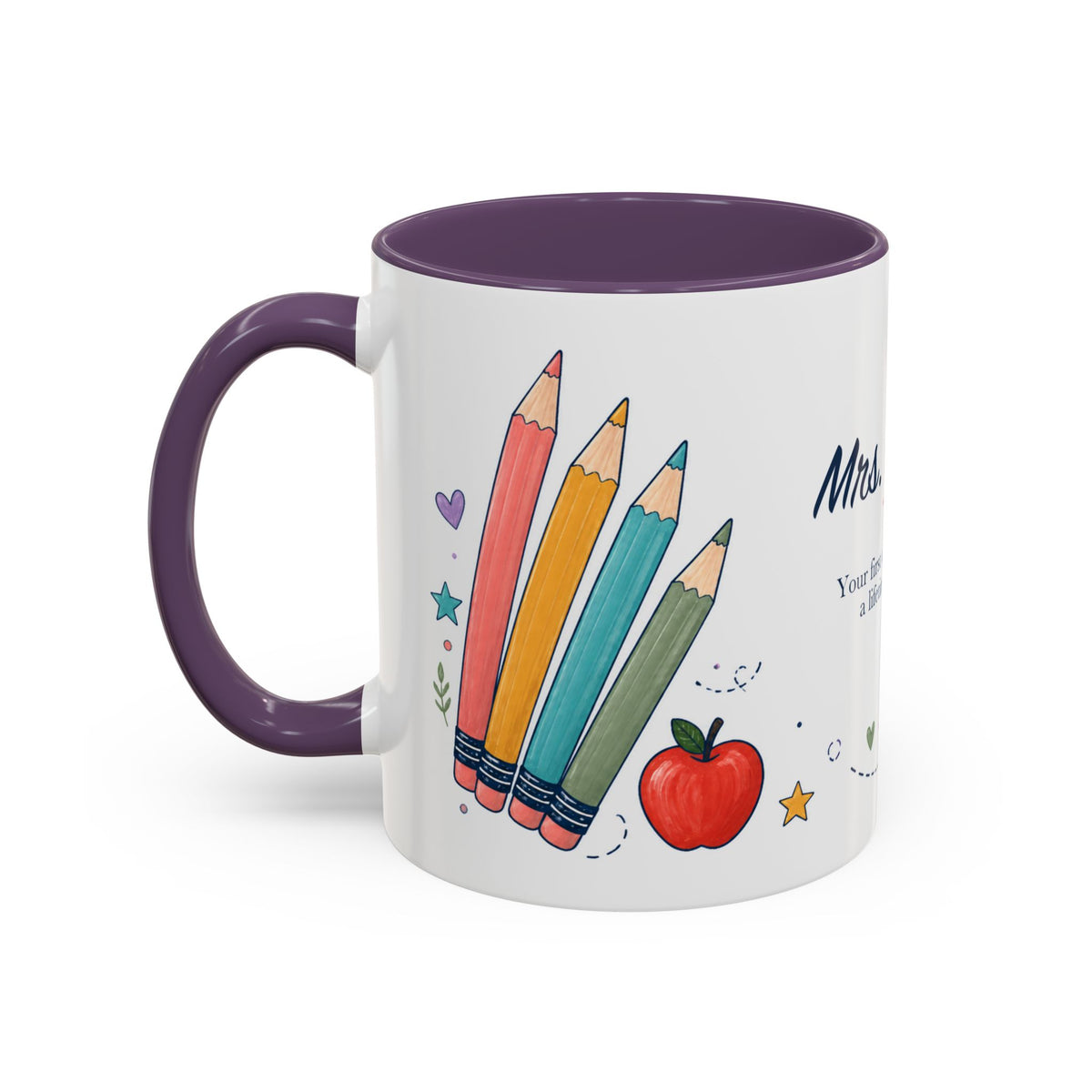 Personalized First Year Teacher Mug | Custom Name Pencil Coffee Cup