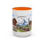 Zermatt Illustrated Travel Mug | Switzerland Souvenir Accent Coffee Mug | 11oz 15oz Ceramic Cup