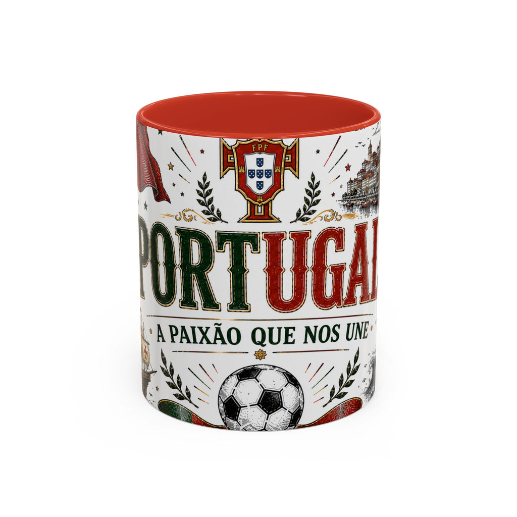 Portugal Soccer Coffee Mug | World Cup Fan Gift | Accent Color Ceramic 11oz 15oz Match Day Cup