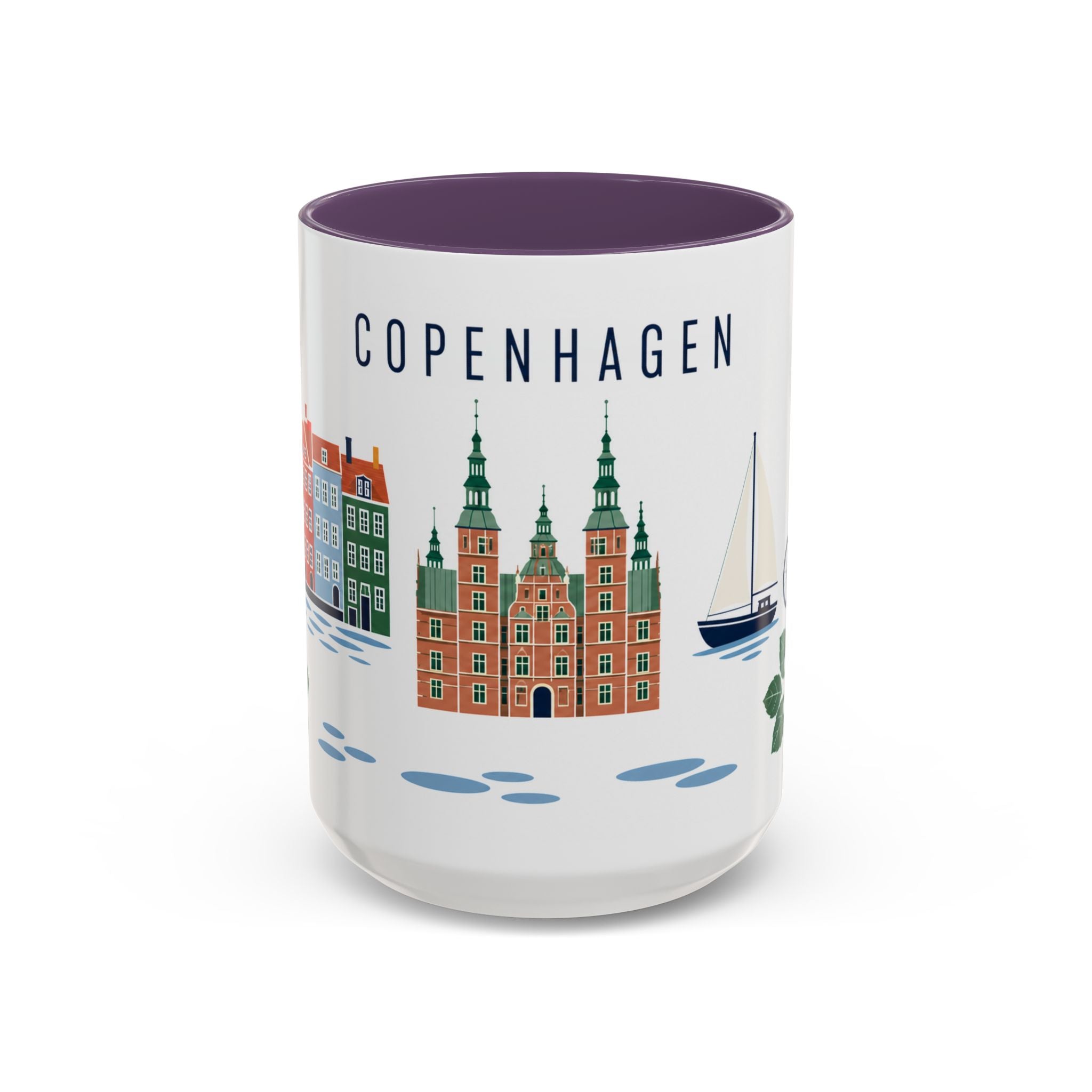 Copenhagen Coffee Mug | Denmark Travel Souvenir | Porcelain Decal City Gift | 11oz 15oz Accent Mug
