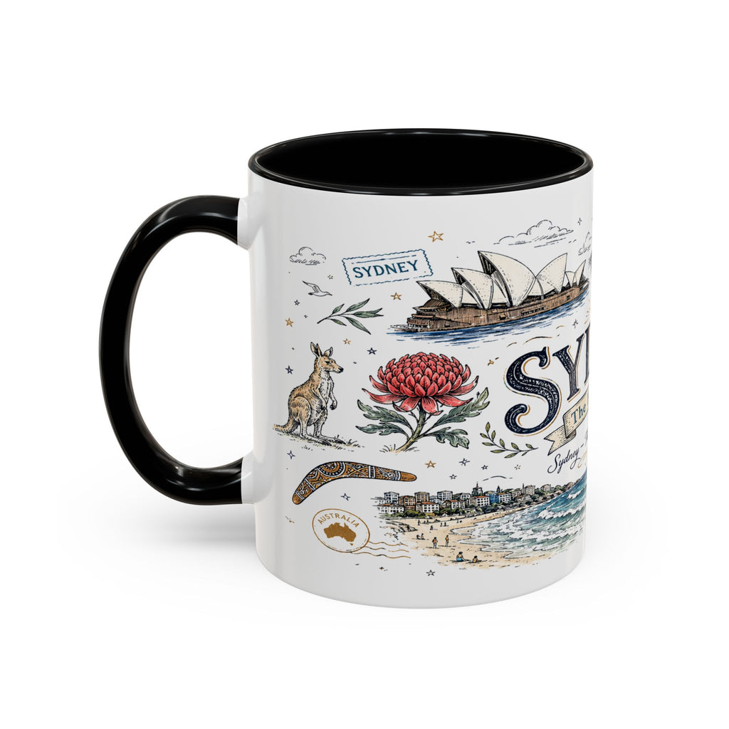 Sydney Coffee Mug | Australia Souvenir Travel Gift | Accent Color Ceramic 11oz 15oz