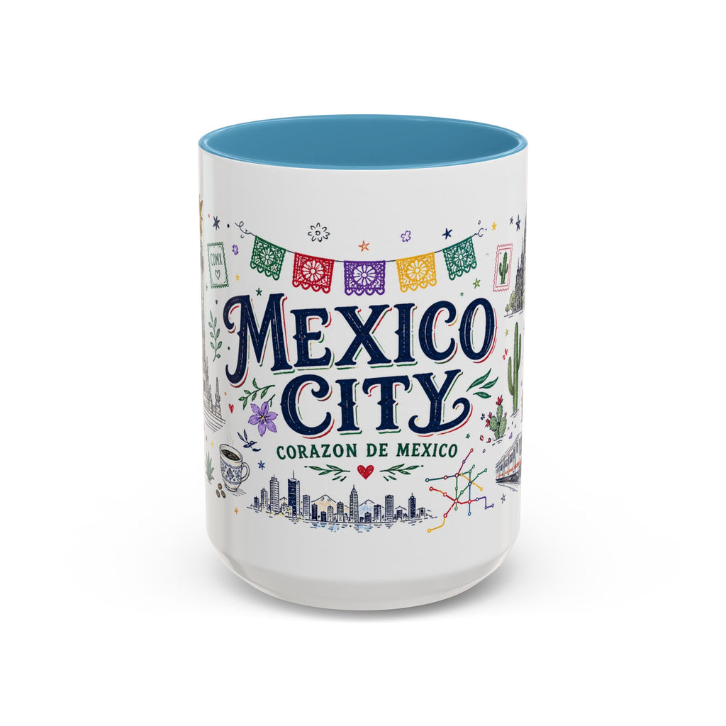 Mexico City Coffee Mug | Mexico Souvenir Travel Gift | Accent Color Ceramic 11oz 15oz