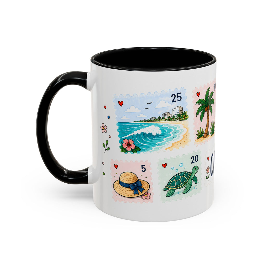 Cancun Coffee Mug | Postage Stamp Collage Mug | Travel Souvenir Accent Cup 11oz 15oz