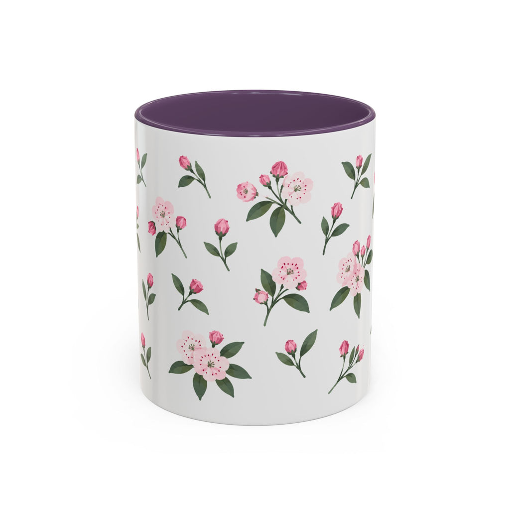 Connecticut Mountain Laurel Mug, State Flower Floral Coffee Cup, 11oz Botanical Gift