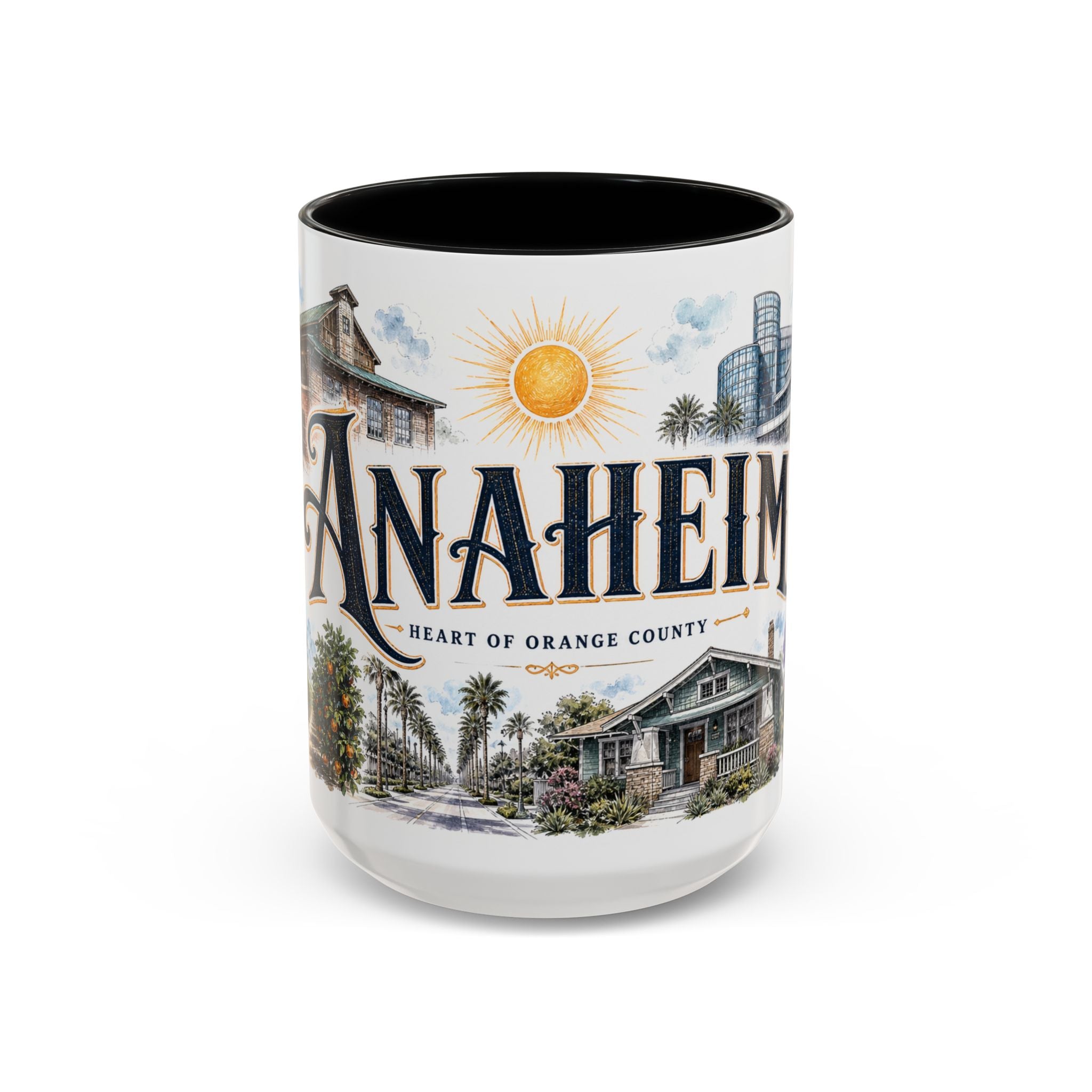 Anaheim Coffee Mug | United States Travel Souvenir | Vintage Illustrated City Gift | 11 oz 15 oz Accent Mug