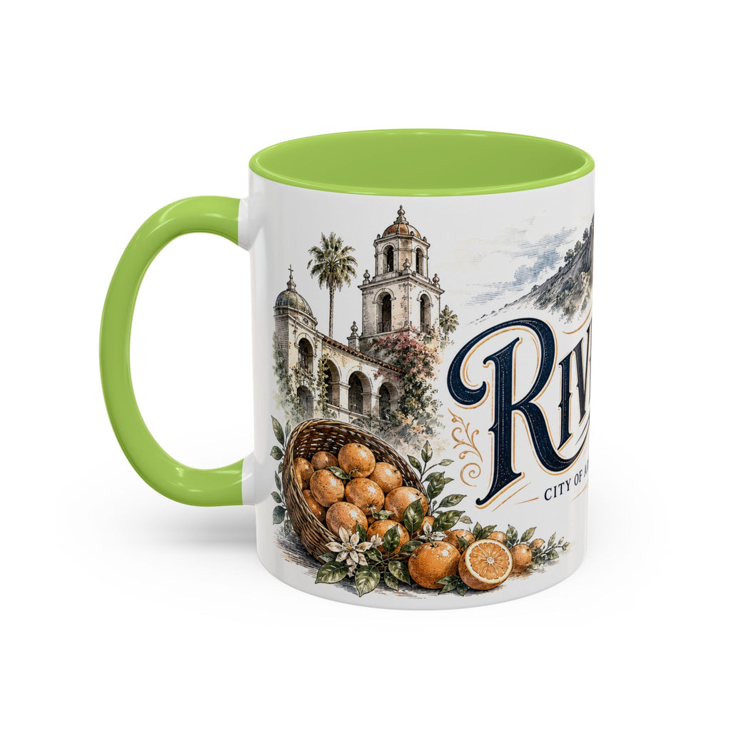 Riverside Coffee Mug | United States Travel Souvenir | Vintage Illustrated City Gift | 11 oz 15 oz Accent Mug