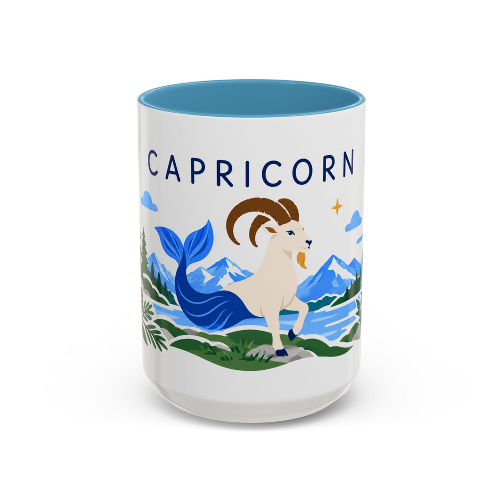 Capricorn Zodiac Coffee Mug | Sea Goat and Floral Design | Astrology Birthday Gift | 11 oz 15 oz Ceramic Accent Mug