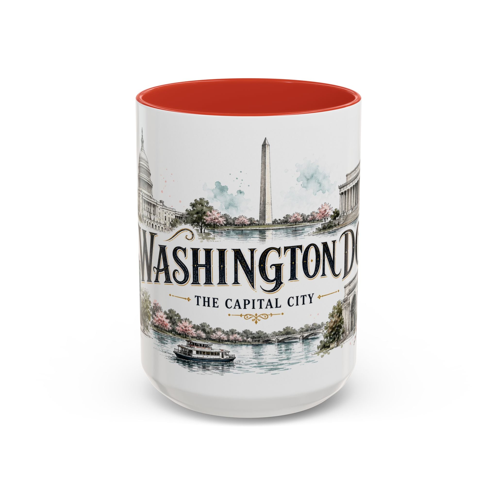 Washington DC Coffee Mug | United States Travel Souvenir | Vintage Illustrated City Gift | 11 oz 15 oz Accent Mug