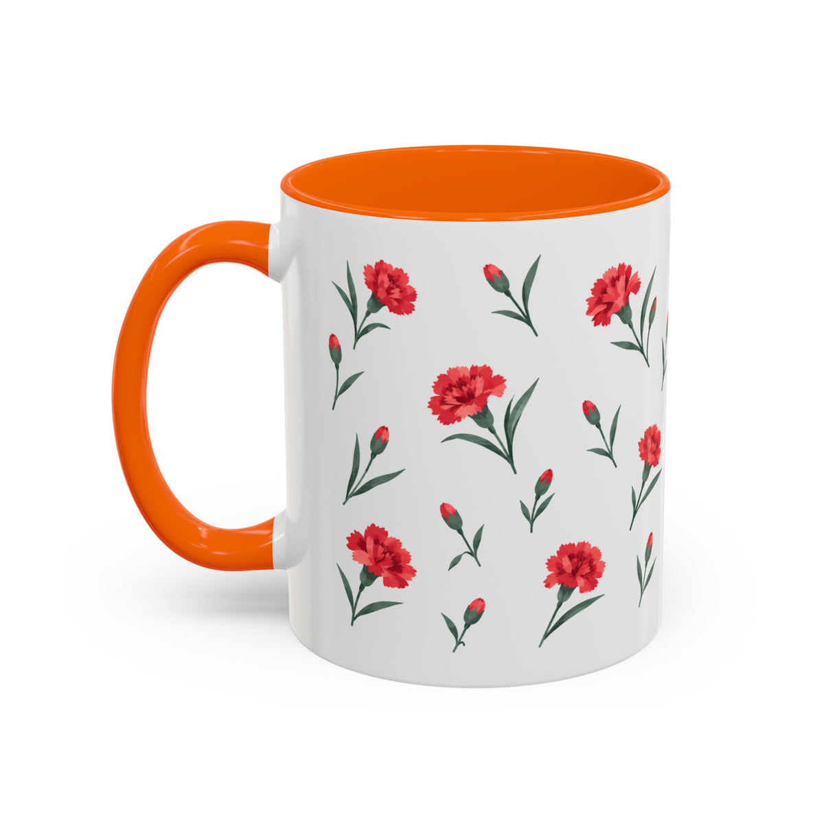 Ohio Scarlet Carnation Mug, State Flower Floral Coffee Cup, 11oz Botanical Gift