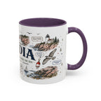 Acadia Coffee Mug | National Park Hiking Coastal Gift | Accent Color Ceramic 11oz 15oz