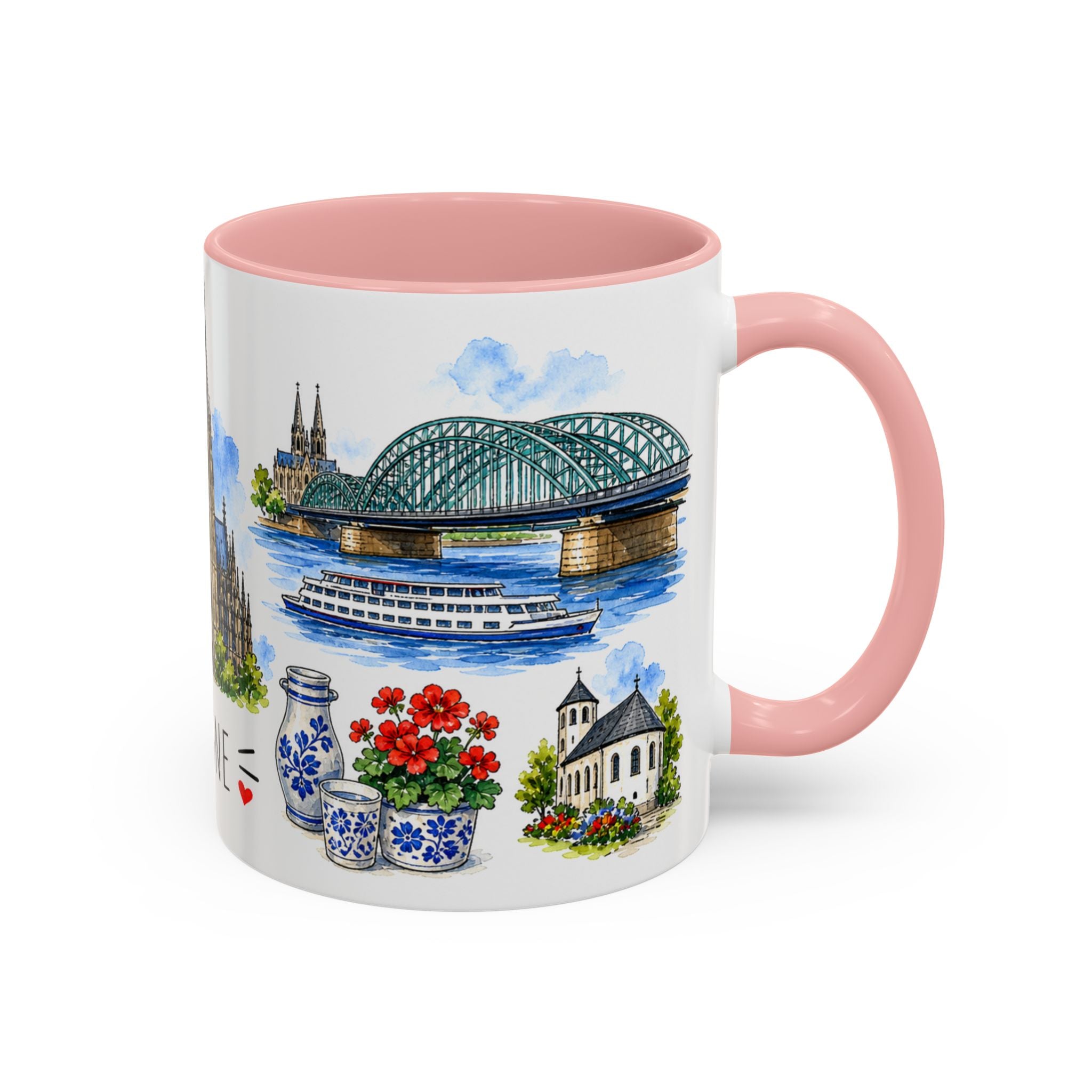 Cologne Illustrated Travel Mug | City Souvenir Accent Coffee Mug | 11oz 15oz Ceramic Cup