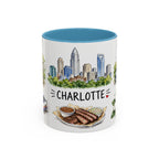 Charlotte Illustrated Travel Mug | City Souvenir Accent Coffee Mug | 11oz 15oz Ceramic Cup