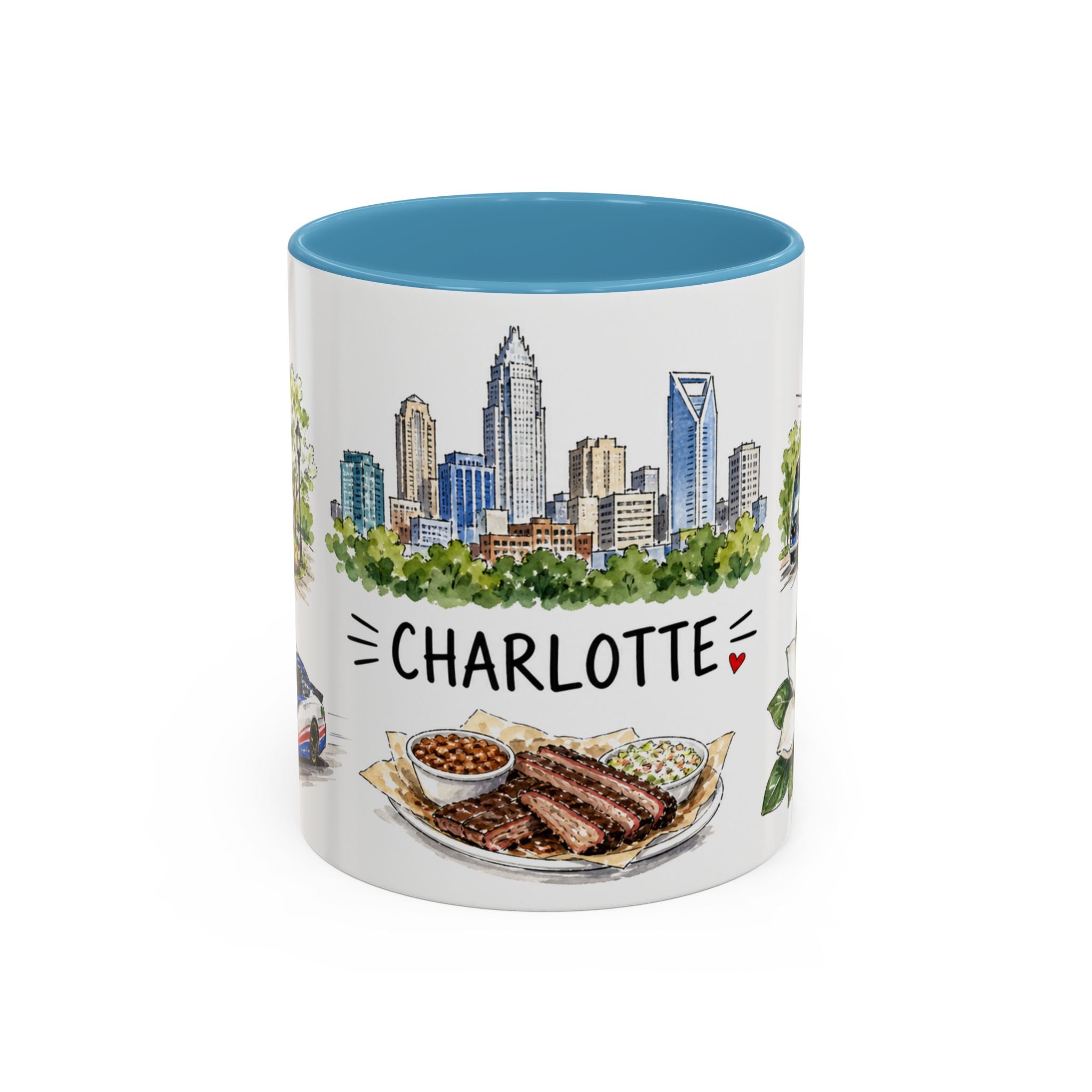 Charlotte Illustrated Travel Mug | City Souvenir Accent Coffee Mug | 11oz 15oz Ceramic Cup