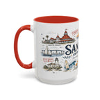 San Diego Coffee Mug | California Souvenir City Gift | Accent Color Ceramic 11oz 15oz