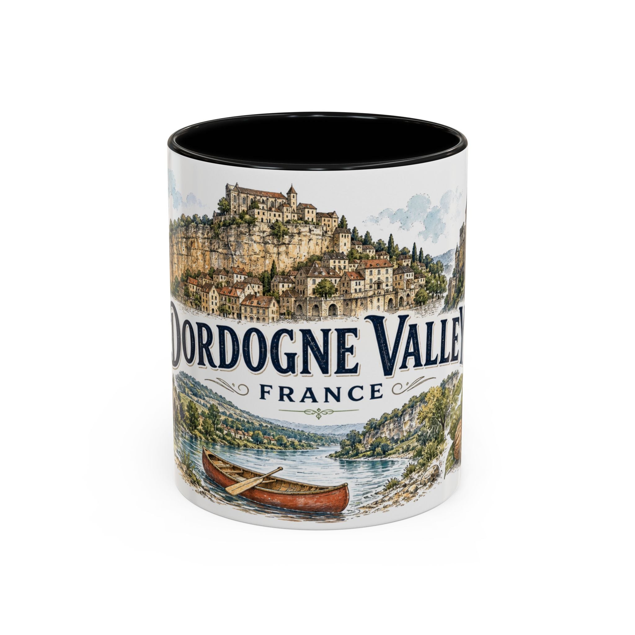 Dordogne Valley Mug, France Travel Souvenir, Bucket List Gift, Accent Ceramic Coffee Mug 11oz 15oz