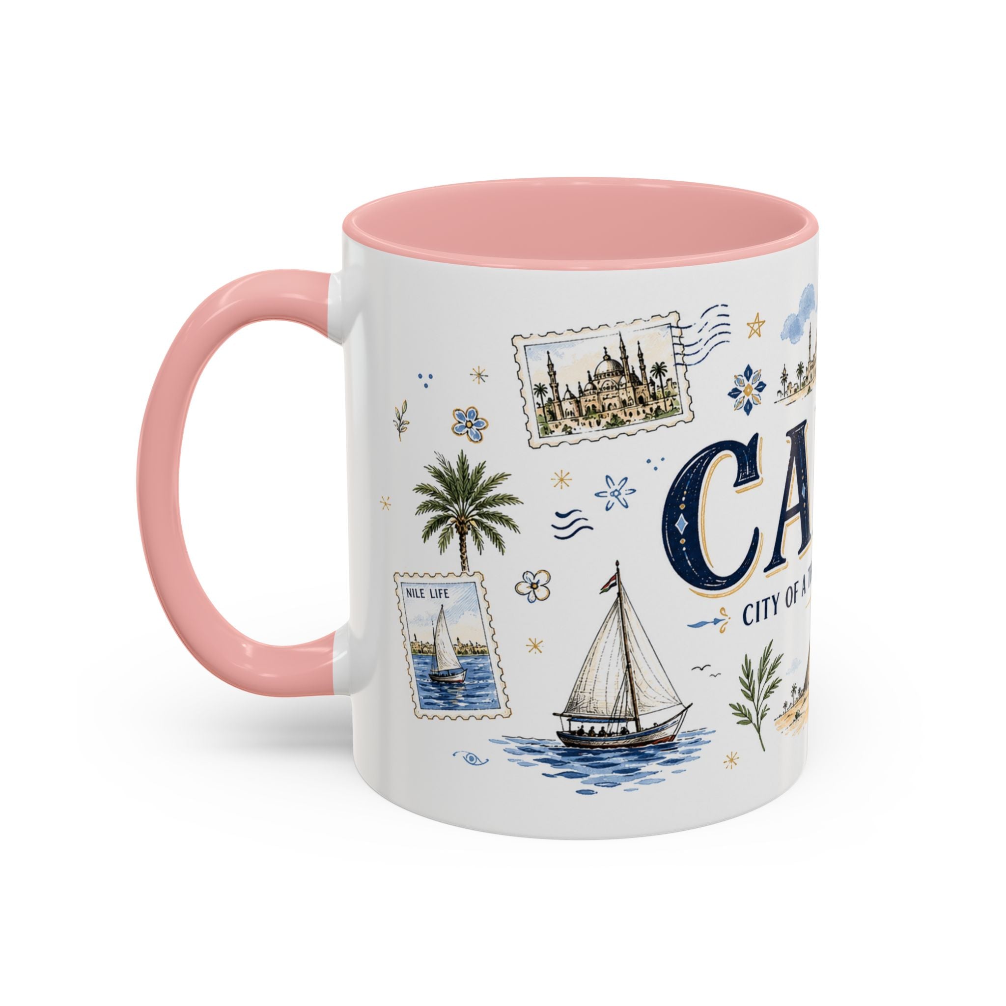 Cairo Coffee Mug | Egypt Souvenir Travel Gift | Accent Color Ceramic 11oz 15oz