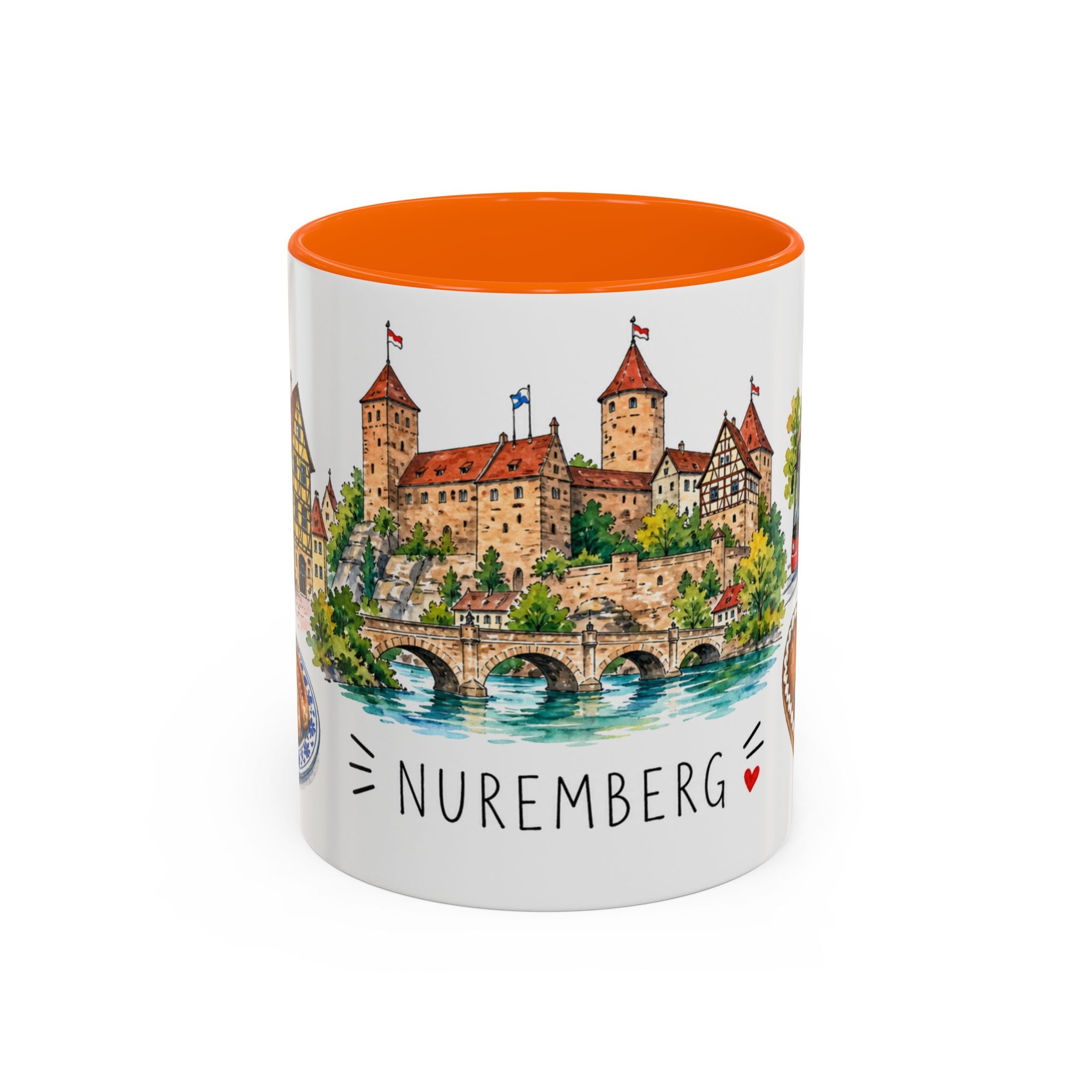 Nuremberg Illustrated Travel Mug | City Souvenir Accent Coffee Mug | 11oz 15oz Ceramic Cup