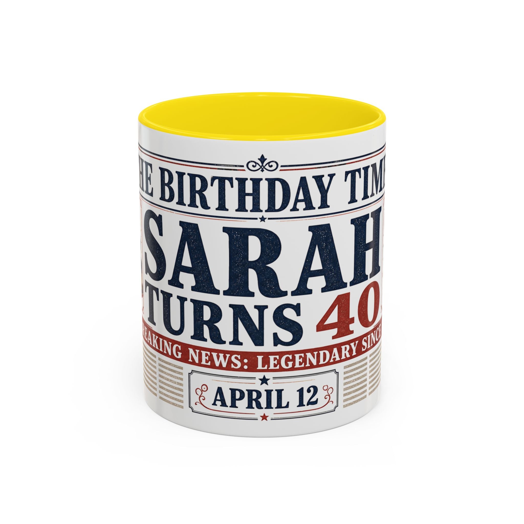 Birthday Newspaper Mug | Custom Name Age Date Gift | The Birthday Times Coffee Cup 11oz 15oz