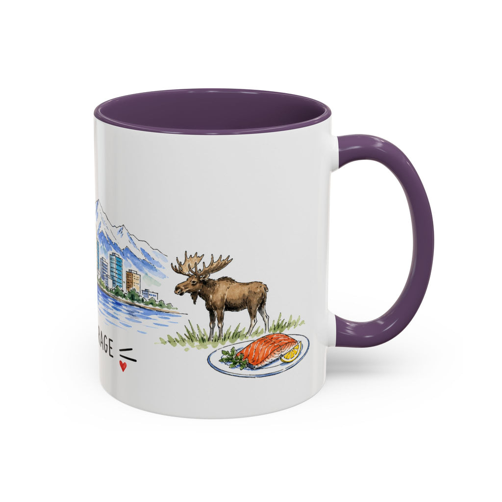Anchorage Illustrated Travel Mug | City Souvenir Accent Coffee Mug | 11oz 15oz Ceramic Cup