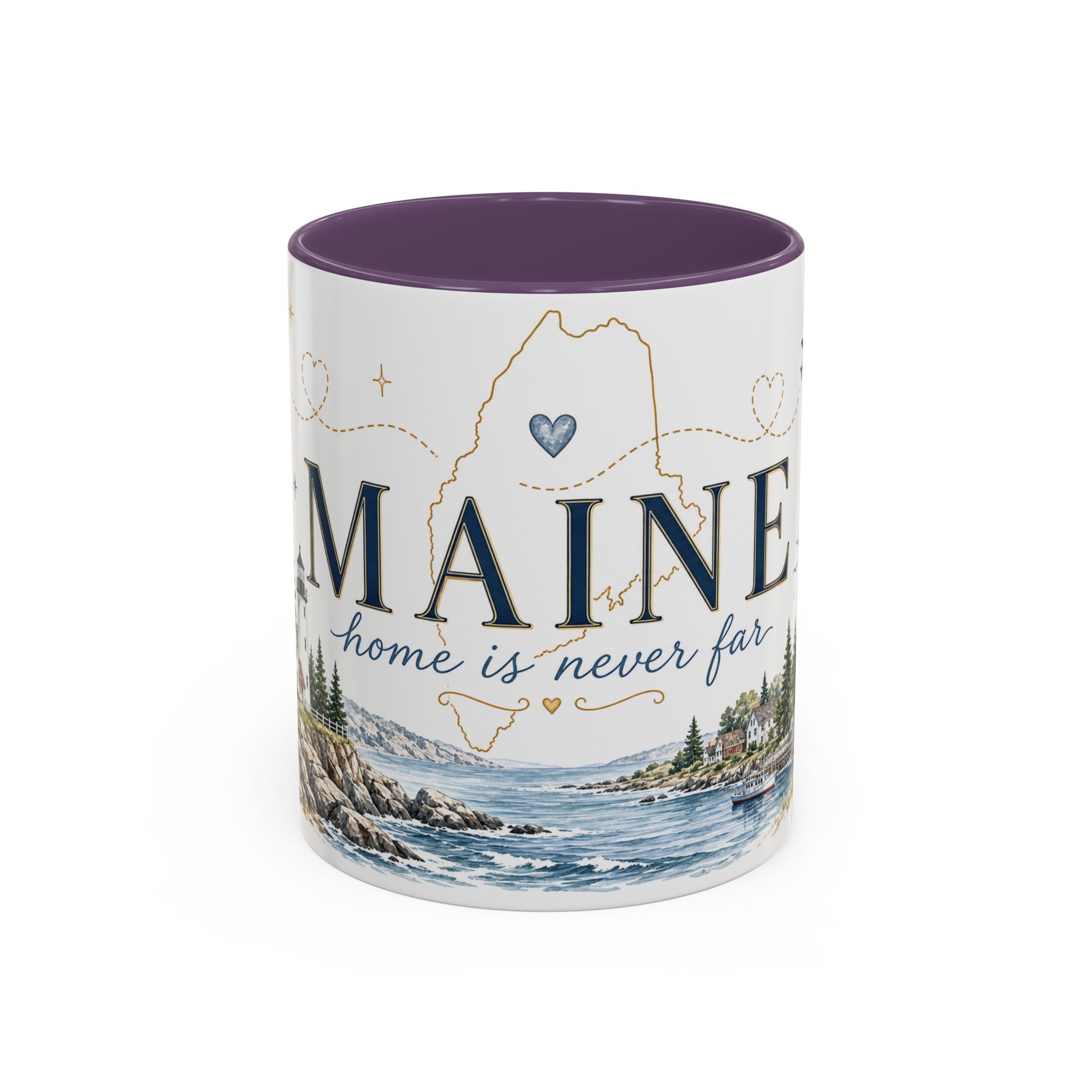 Maine State Mug | Moving Away, Long Distance Friendship Gift | 11oz 15oz Accent Mug