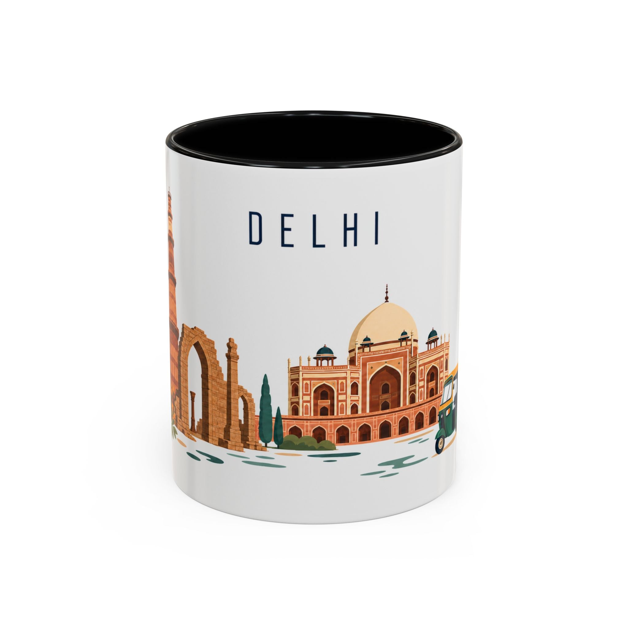 Delhi Coffee Mug | India Travel Souvenir | Porcelain Decal City Gift | 11oz 15oz Accent Mug