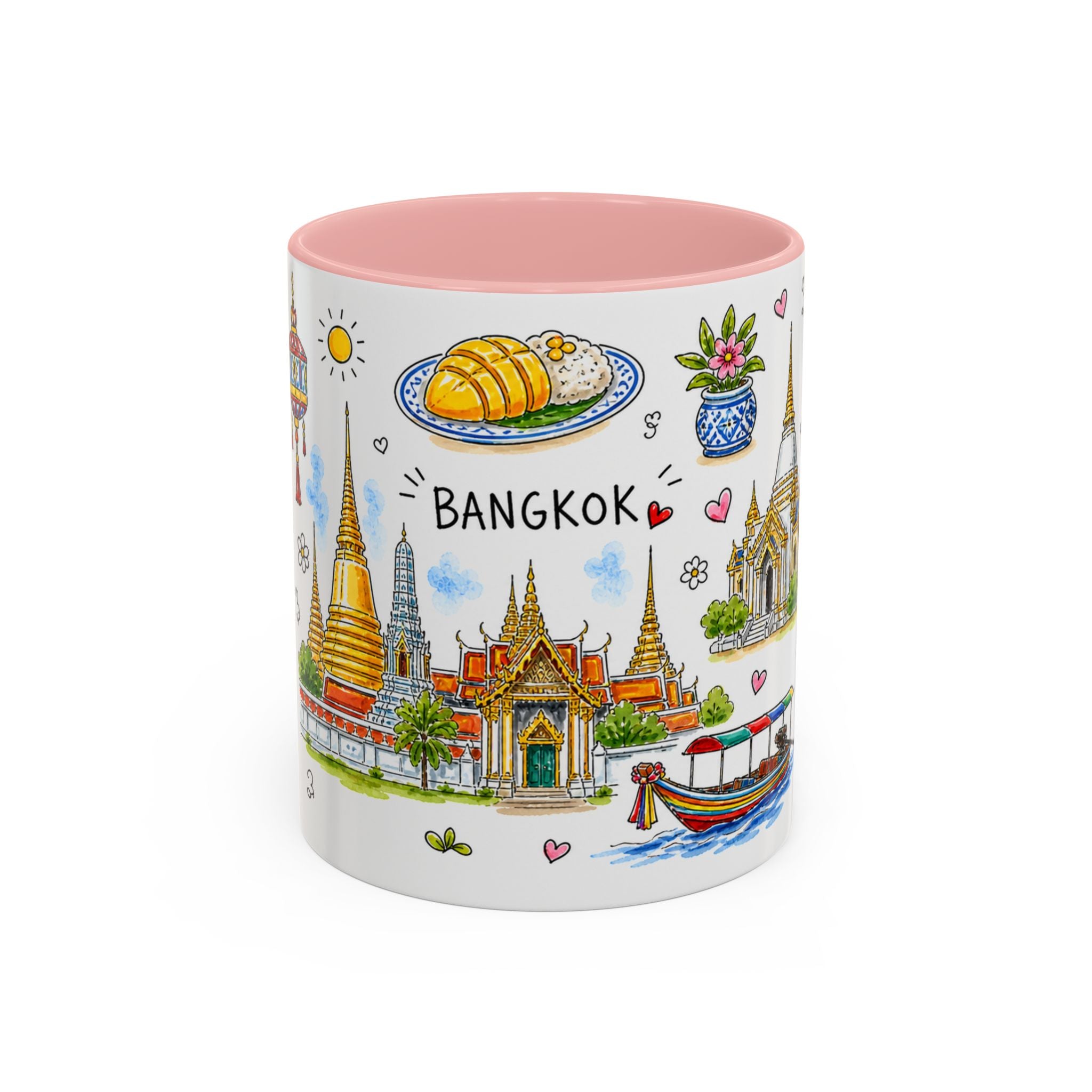 Bangkok Illustrated Travel Mug | City Souvenir Accent Coffee Mug | 11oz 15oz Ceramic Cup