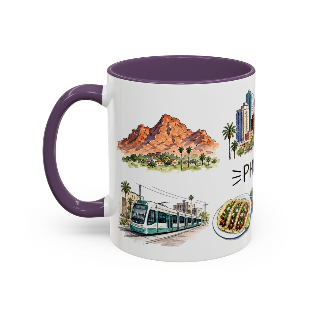 Phoenix Illustrated Travel Mug | City Souvenir Accent Coffee Mug | 11oz 15oz Ceramic Cup