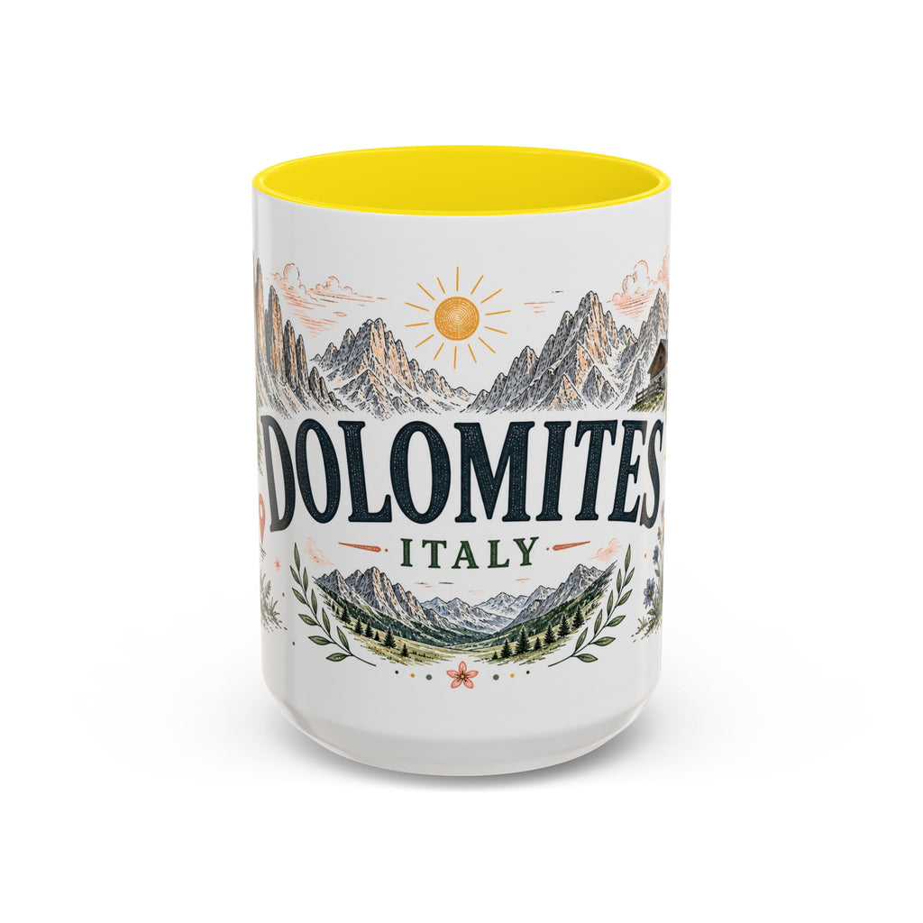 Dolomites Coffee Mug | Travel Destination Souvenir Gift | Accent Color Ceramic 11oz 15oz